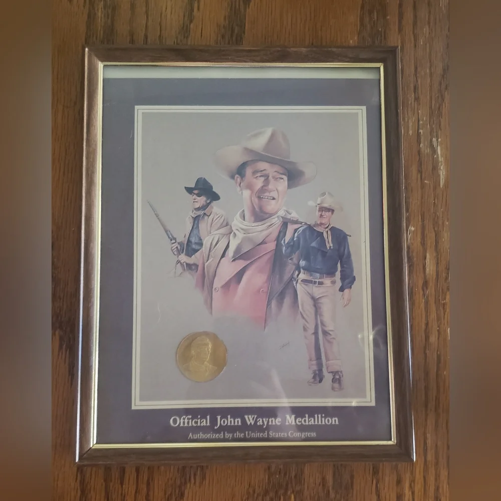 🐎1979 Official U.S. Mint John Wayne Electroplated 24 Karat Gold Medallion Coin